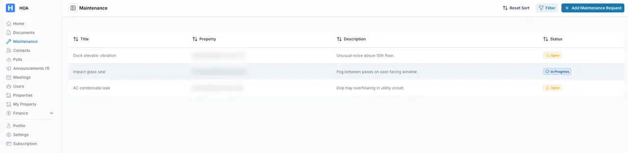 Maintenance Tracking